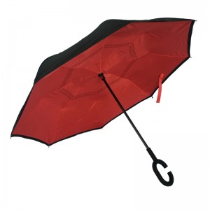 Felfelé fordított hátsó nézetű esernyő Kézi nyitott funkcióval Cutom nyomtatás Logo Hands Free esernyő