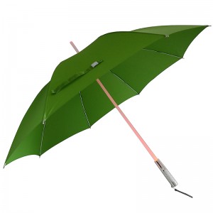 Környezetvédelmi anyag Kompakt fogantyúval LED-tengely egyenes esernyő