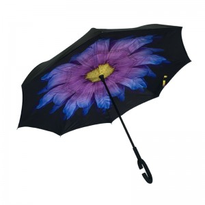 Népszerű marketing és promóciós anyag Kettős rétegű, egyenes esernyő, C alakú fogantyúval