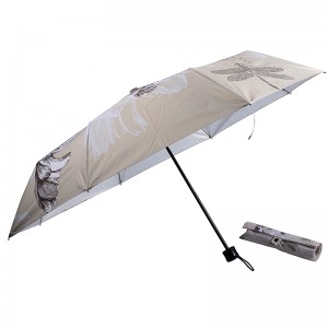 Promóciós esernyő nyomtatott logóval 3-szoros esernyő ezüst bevonattal