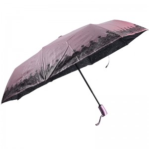 Színes fekete bevonatú UV-védő esernyő 3 összecsukható eső- és napernyő