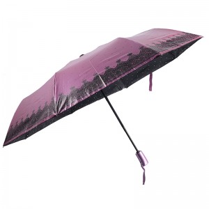 Rózsaszín UV színű anyag, 3-szoros esernyővel, teljesen nyitott funkcióval