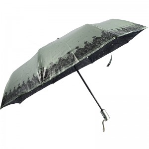 Színes zöld UV bevonatú esernyő teljes automatikus nyitású esernyővel 3-szoros