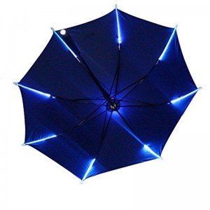 Egyenes esernyős LED bordák és LED-tengely műanyag fogantyúval