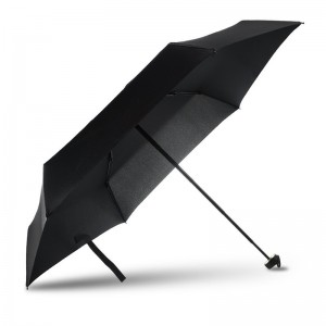 Fekete pongee szövet fémkeret műanyag fogantyú kézzel nyitott ötszörös mini zseb esernyő