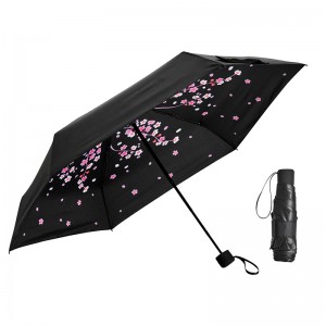 Népszerű napvédő belső virágnyomtatás ötszörös mini esernyő