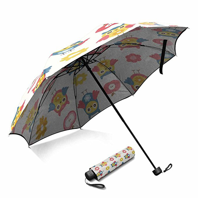 Újszerű szabványos esernyő méretű nyomtatás, pongee szövet kézi nyitással, 3 összecsukható esernyő