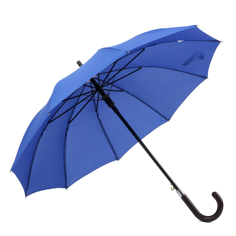 Kiváló minőségű olcsó pongee szövet műanyag ívelt fogantyúval egyenes esernyő automatikusan nyitva